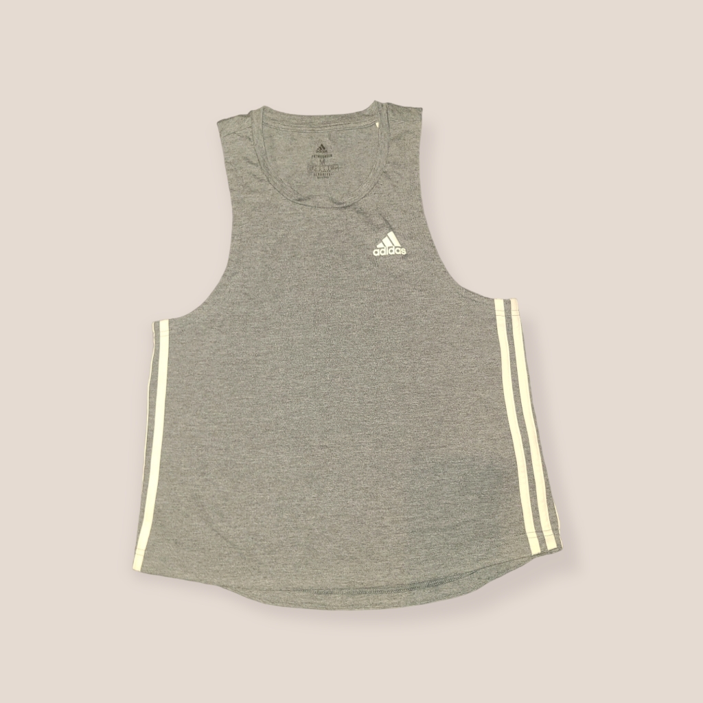 Adidas Gray Aeroready Stripe Tank Top Medium